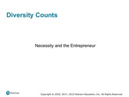 Copyright © 2020, 2017, 2015 Pearson Education, Inc. All Rights Reserved
Diversity Counts
Necessity and the Entrepreneur
