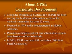 CPSI EMR System Overview for Hospitals | PDF | Electronic Health Record ...