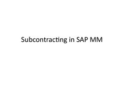 Subcontracting in SAP MM
