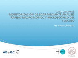 DR. ANDRÉS ZORNOZA
CURSO STREAMING
MONITORIZACIÓN DE EDAR MEDIANTE ANÁLISIS 
RÁPIDO MACROSCÓPICO Y MICROSCÓPICO DEL 
FLÓCULO
