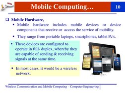 Wireless Communication and Mobile Computing – Computer Engineering 
Mobile Computing…
10
Mobile Hardware,
Mobile
hardware
i
