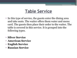 Types of Restaurant Service Styles | PDF | Cafeteria | Restaurants