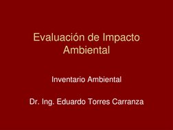 Evaluación de Impacto 
Ambiental
Inventario Ambiental
Dr. Ing. Eduardo Torres Carranza
