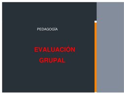 EVALUACIÓN 
GRUPAL 
PEDAGOGÍA 
