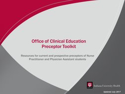 Office of Clinical Education 
Preceptor Toolkit  
Resources for current and prospective preceptors of Nurse 
Practitioner and
