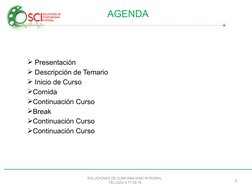  Presentación                                  
 Descripción de Temario          
 Inicio de Curso