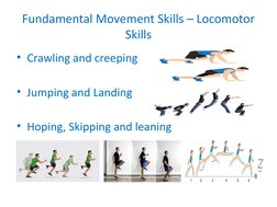 Fundamental Movement Skills – Locomotor 
Skills
• Crawling and creeping
• Jumping and Landing
• Hoping, Skipping and leaning
