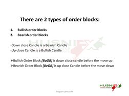 There are 2 types of order blocks:
1.
Bullish order blocks
2.
Bearish order blocks
•Down close Candle is a Bearish Candle 
•U