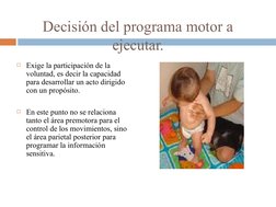 Decisión del programa motor a 
ejecutar.
Exige la participación de la 
voluntad, es decir la capacidad 
para desarrollar un
