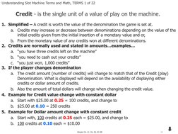 10
Breaks On 12, 26, 44, 65 88
1. Simplified – A credit is worth the value of the denomination the game is set at.
a.
Credits