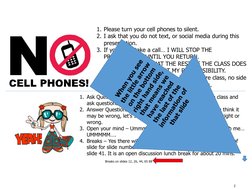 1. Please turn your cell phones to silent.
2. I ask that you do not text, or social media during this 
presentation.
3. If yo