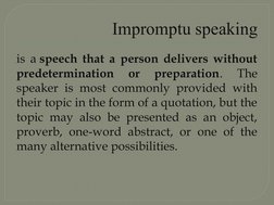 Impromptu Speaking Techniques Guide | PDF | Human Communication | Cognition