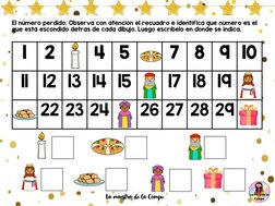 1
2
4
5
7
8
9
10
11
12 13 14 15
17 18 19
22 23 24
26 27 28 29
El número perdido. Observa con atención el recuadro e identific