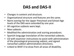 DAS-II Cognitive Assessment Overview | PDF | Recall (Memory ...