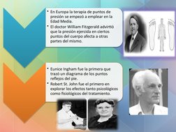• En Europa la terapia de puntos de 
presión se empezó a emplear en la 
Edad Media.
• El doctor William Fitzgerald advirtió