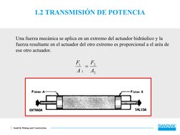 Sandvik Mining and Construction
1.2 TRANSMISIÓN DE POTENCIA
Una fuerza mecánica se aplica en un extremo del actuador hidráuli