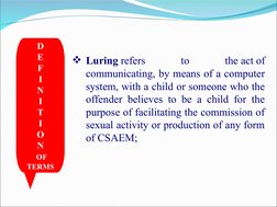 Luring Definition OSAEC Law: Protecting Children Online | PDF | Child Pornography | Child ...