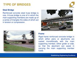 Establishing Engineering Excellence
Steel Bridge
Reinforced concrete steel truss bridge is
rare. A truss bridge is one of in