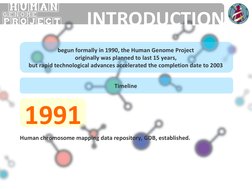 HUMAN
PROJECT
GENOME
begun formally in 1990, the Human Genome Project 
originally was planned to last 15 years, 
but rapi
