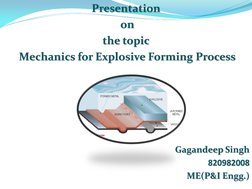 Presentation 
 on  
the topic 
 Mechanics for Explosive Forming Process 
 
 
 
 
 
 
Gagandeep Singh 
820982008 
ME(P&I Engg.