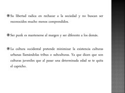 Su libertad radica en rechazar a la sociedad y no buscan ser 
reconocidos mucho menos comprendidos.  
 
Ser punk es mantene