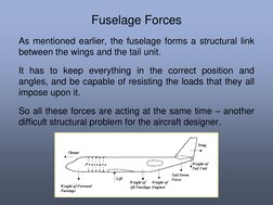 Fuselage Forces 
As mentioned earlier, the fuselage forms a structural link 
between the wings and the tail unit. 
 
It has t