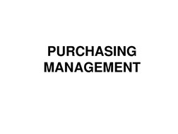 PURCHASING 
MANAGEMENT 
