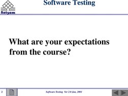 Software Testing Ver 2.0 Jan, 2001
2 Software Testing
Software Testing
What are your expectations
from th