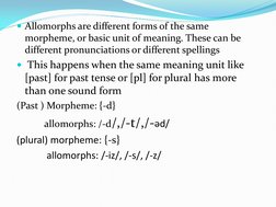 Two Allomorphs Examples Types and Examples of Allomorphs | PDF | Plural | Language Families