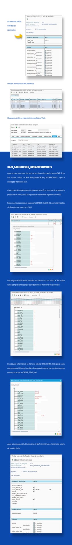 Para algumas BAPIs existe também uma estrutura com sufixo “X”. Ela indica 
quais campos serão de fato considerados no momento