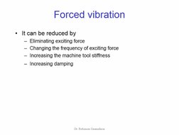 It can be reduced by 
- Eliminating exciting force 
- Changing the frequency of exciting force 
- Increasing the machine tool