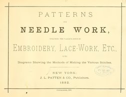 PATTERNS
FOR
NEEDLE WORK
INCLUDING THE VARIOUS KINDS OF
Embroidery, Lace-Work. Etc,
WITH
Diagrams Showing the Methods of Maki