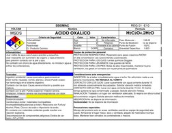 Color
Valor
Característica
Inflamabilidad
Rojo
0
No inflamable
Peso Molecular :             126.03
Toxicidad
Azul
2
Peligroso