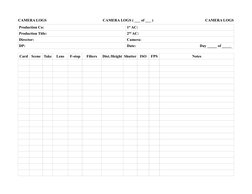 Camera Log Sheet Template | PDF