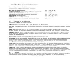 ENG 118, Spring 2004 52
What You Need To Know For Consonants
 
1 .
Place of Articulation
 This refers to where the sound is p