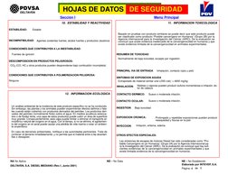 Menú Principal (http://www.intevep.pdv.com/santp/msds_deltaven/espanol/ind_msds_deltaven.htm)
HOJAS DE DATOS DE SEGURIDAD
