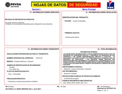 Menú Principal (http://www.intevep.pdv.com/santp/msds_deltaven/espanol/ind_msds_deltaven.htm)
HOJAS DE DATOS DE SEGURIDAD
