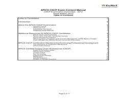 Letter to Candidates
1
Introduction
2
About the APICS CSCP Examination
2
Question Format
2
Taking the Test
3
Interpreting Tes