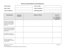 Manufacturing Process Audit Checklist | PDF | Internal Audit | Audit