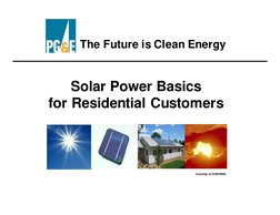 Solar Power Basics 
for Residential Customers
The Future is Clean Energy
Courtesy of DOE/NREL
