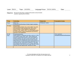 Level: Beginner 
 
Topic: Likes/dislikes 
 
Language Focus: 
Grammar: speaking (http://www.esl-pro.com) 
 
Date: