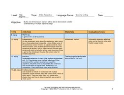 Level: High 
beginner 
 
Topic: Order of adjectives 
 
Language Focus: 
Grammar: writing  (http://www.esl-pro.com)
 
Date: