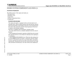 DOORS SYSTEM COMPONENT LOCATION (2)
SYSTEM OVERVIEW
The different doors of the single aisle family are:
- Passenger doors,
-