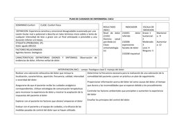 PLAN DE CUIDADOS DE ENFERMERIA: CACU 
 
 
INTERVENCION (NIC) :  campo: fisiológico clase E: manejo del dolor 
Realizar un