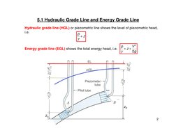 2
5.1 Hydraulic Grade Line and Energy Grade Line
Hydraulic grade line (HGL) or piezometric line shows the level of piezometri