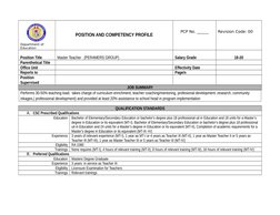 Department of 
Education
POSITION AND COMPETENCY PROFILE
PCP No. ______
Revision Code: 00
Position Title
Master Teacher   (PE