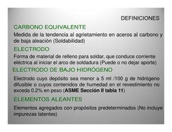 DEFINICIONES
ELECTRODO
Forma de material de relleno para soldar, que conduce corriente 
eléctrica al iniciar el arco de solda