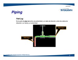 20/03/2007
Piping
Path Leg
Es la parte de pipe run entre una extremidad y un cabio de dirección, entre dos cabios de 
direcci