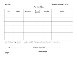 Pest Control Log Sheet Template | PDF | Finance & Money Management ...