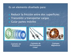 Es
Es un
un elemento
elemento diseñado
diseñado para
para::
Reducir
Reducir la
la fricción
fricción entre
entre dos
dos supe